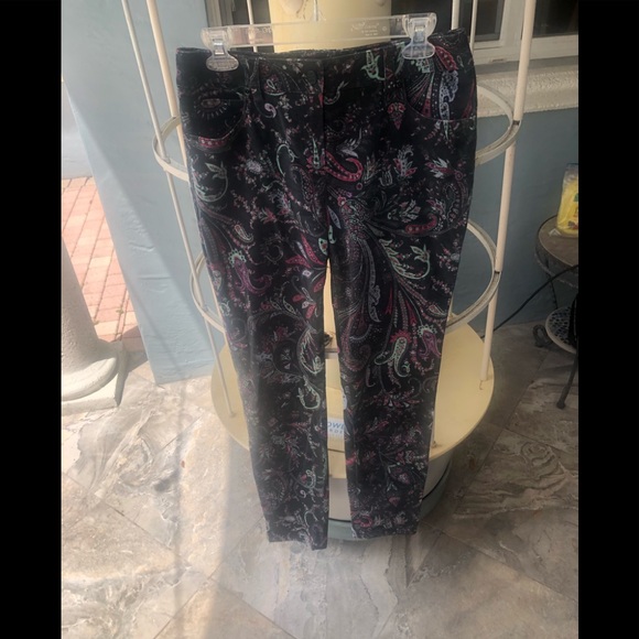 Carlisle Navy Blue Floral Cotton Pants. Size 4 - Picture 1 of 4